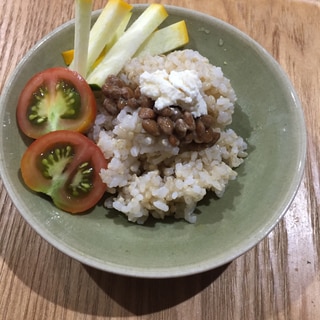 即席のカッテージチーズで朝納豆ご飯★